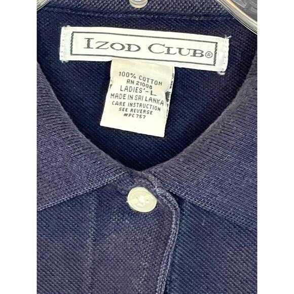 IZOD CLUB Polo Shirt Ladies L Navy Short Sleeve 1895 Brooklawn‎ EUC - Picture 4 of 9